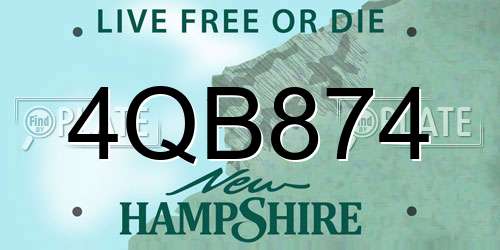 4QB874 New Hampshire License Plate