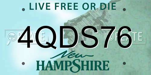 4QDS76 New Hampshire License Plate
