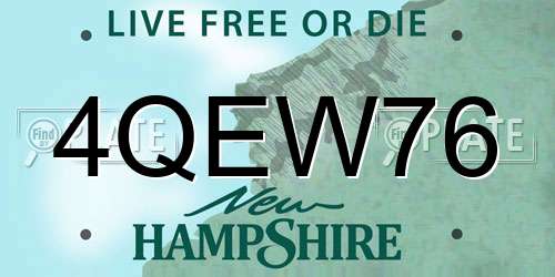 4QEW76 New Hampshire License Plate
