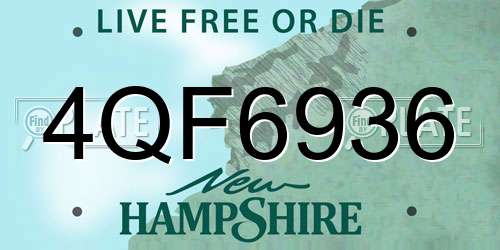 4QF6936 New Hampshire License Plate