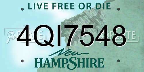 4QI7548 New Hampshire License Plate