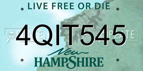 4QIT545 New Hampshire License Plate