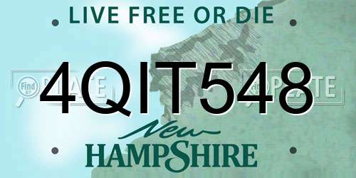 4QIT548 New Hampshire License Plate