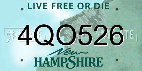 4QO526 New Hampshire License Plate