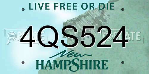 4QS524 New Hampshire License Plate