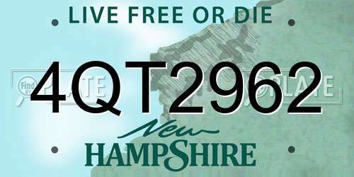 4QT2962 New Hampshire License Plate