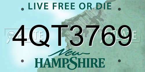 4QT3769 New Hampshire License Plate