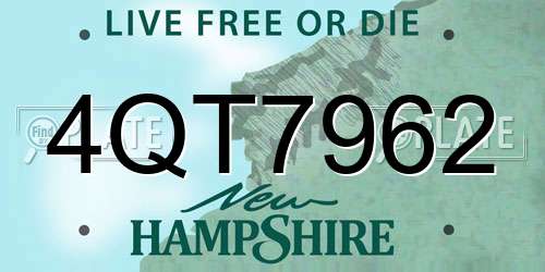4QT7962 New Hampshire License Plate