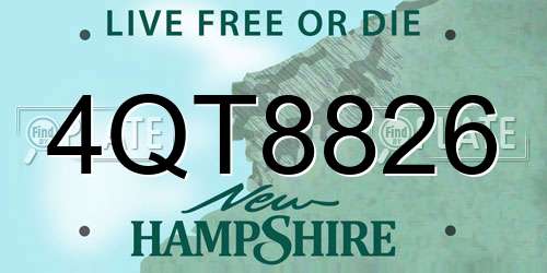 4QT8826 New Hampshire License Plate