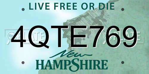 4QTE769 New Hampshire License Plate