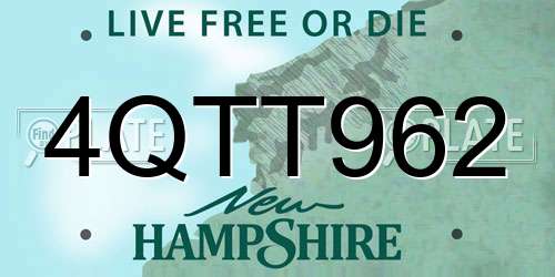 4QTT962 New Hampshire License Plate