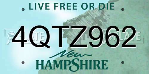 4QTZ962 New Hampshire License Plate