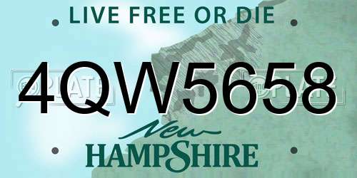 4QW5658 New Hampshire License Plate
