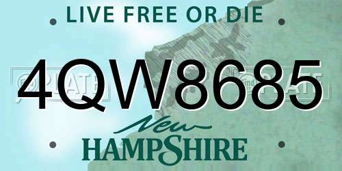 4QW8685 New Hampshire License Plate