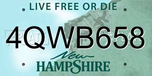 4QWB658 New Hampshire License Plate