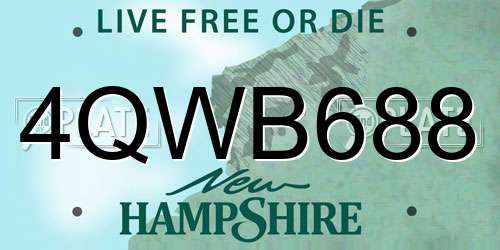 4QWB688 New Hampshire License Plate