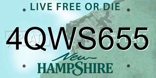 4QWS655 New Hampshire License Plate