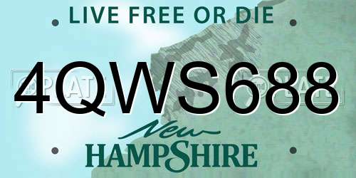 4QWS688 New Hampshire License Plate