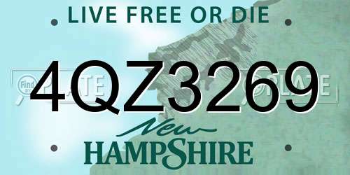 4QZ3269 New Hampshire License Plate