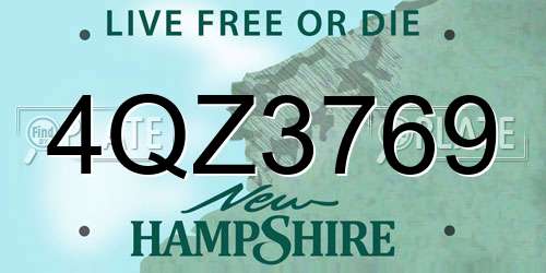 4QZ3769 New Hampshire License Plate