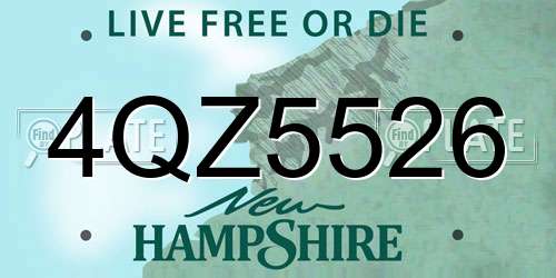 4QZ5526 New Hampshire License Plate