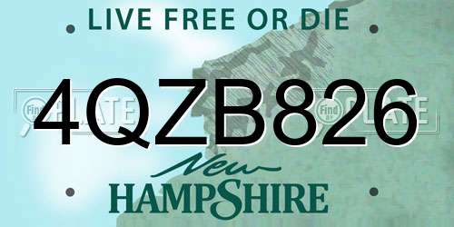 4QZB826 New Hampshire License Plate