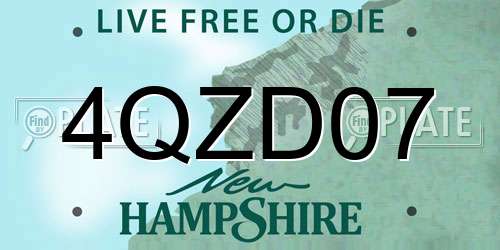 4QZD07 New Hampshire License Plate