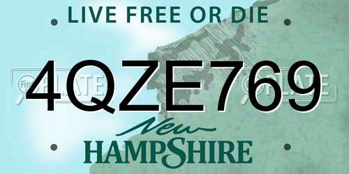 4QZE769 New Hampshire License Plate