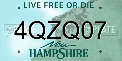4QZQ07 New Hampshire License Plate