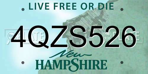 4QZS526 New Hampshire License Plate