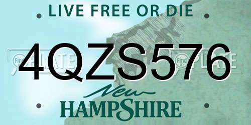 4QZS576 New Hampshire License Plate