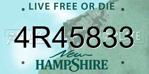 4R45833 New Hampshire License Plate