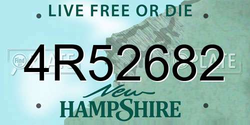 4R52682 New Hampshire License Plate