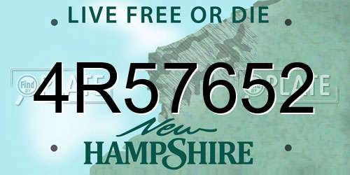4R57652 New Hampshire License Plate