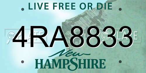 4RA8833 New Hampshire License Plate