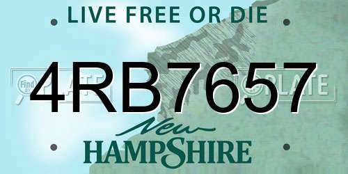 4RB7657 New Hampshire License Plate