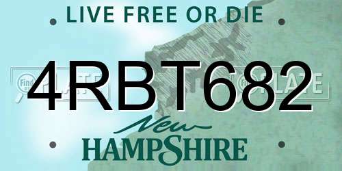 4RBT682 New Hampshire License Plate
