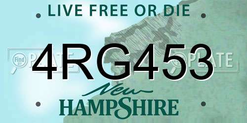 4RG453 New Hampshire License Plate