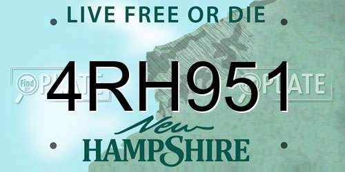 4RH951 New Hampshire License Plate