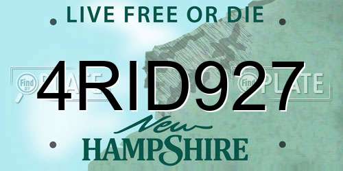 4RID927 New Hampshire License Plate