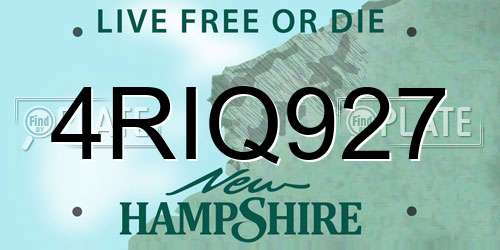 4RIQ927 New Hampshire License Plate