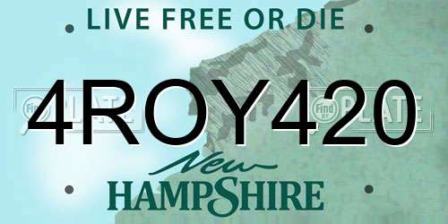 4ROY420 New Hampshire License Plate