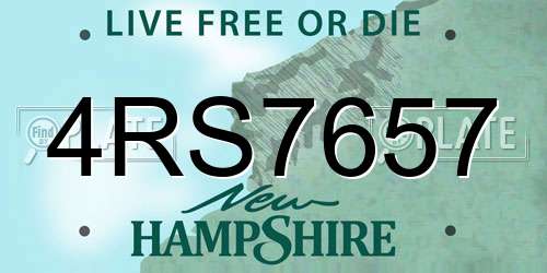 4RS7657 New Hampshire License Plate