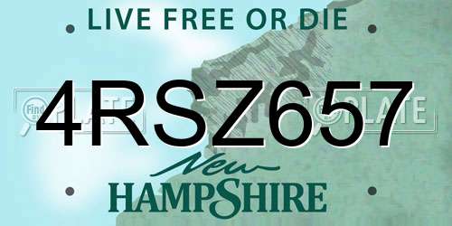 4RSZ657 New Hampshire License Plate