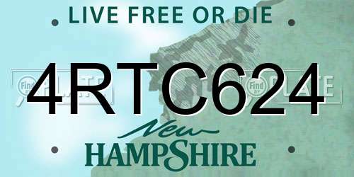 4RTC624 New Hampshire License Plate