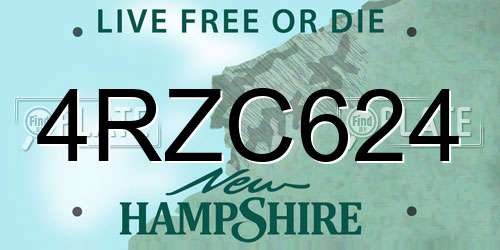 4RZC624 New Hampshire License Plate
