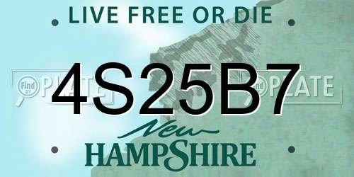 4S25B7 New Hampshire License Plate