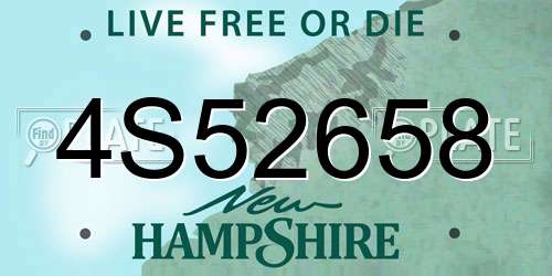 4S52658 New Hampshire License Plate