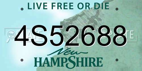 4S52688 New Hampshire License Plate