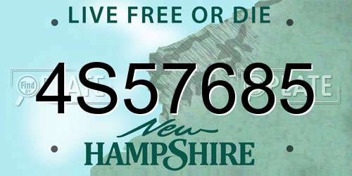 4S57685 New Hampshire License Plate